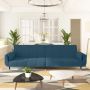 vidaXL Dvivietė sofa-lova su dvejomis pagalvėmis, mėlyna, aksomas