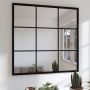 vidaXL Sieninis veidrodis, juodos spalvos, 60x60cm, metalas
