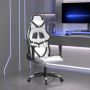 vidaXL Masažinė žaidimų kėdė, baltos ir juodos spalvos, dirbtinė oda