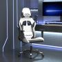 vidaXL Masažinė žaidimų kėdė, baltos ir juodos spalvos, dirbtinė oda