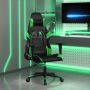 vidaXL Masažinė žaidimų kėdė, juodos ir žalios spalvos, dirbtinė oda