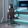 vidaXL Masažinė žaidimų kėdė, juodos ir baltos spalvos, dirbtinė oda
