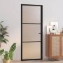 vidaXL Vidaus durys, juodos, 83x201,5cm, matinis stiklas ir aliuminis