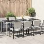 vidaXL Sodo stalas, baltas, 250x100x75cm, poliratanas ir stiklas