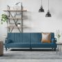 vidaXL Sofa-lova su porankiais, mėlynos spalvos, aksomas