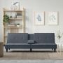 vidaXL Sofa-lova su puodelių laikikliais, tamsiai pilka, aksomas