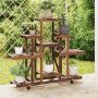 vidaXL Gėlių stovas su ratukais, 110x25x101cm, eglės medienos masyvas