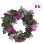 vidaXL Gėlių girliandos, 6vnt., šviesiai violetinės, 250cm