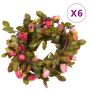 vidaXL Gėlių girliandos, 6vnt., rožių spalvos, 215cm