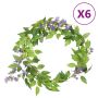 vidaXL Gėlių girliandos, 6vnt., violetinės spalvos, 200cm