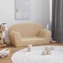 vidaXL Dvivietė vaikiška sofa, kreminės spalvos, minkštas pliušas