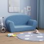 vidaXL Vaikiška dvivietė sofa, mėlynos spalvos, minkštas pliušas