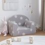 vidaXL Vaikiška sofa, šviesiai pilka, minkštas pliušas, su žvaigždėmis