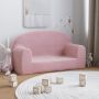 vidaXL Vaikiška dvivietė sofa, rožinės spalvos, minkštas pliušas