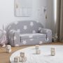 vidaXL Vaikiška dvivietė sofa-lova, pilka, pliušas, su žvaigždėmis