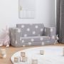 vidaXL Vaikiška dvivietė sofa-lova, pilka, pliušas, su žvaigždėmis