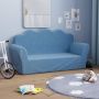 vidaXL Vaikiška dvivietė sofa, mėlynos spalvos, minkštas pliušas
