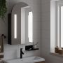 vidaXL Veidrodinė vonios kambario spintelė su LED, juoda, 42x13x70cm