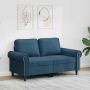 vidaXL Dvivietė sofa, mėlynos spalvos, 120cm, aksomas