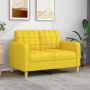 vidaXL Dvivietė sofa, šviesiai geltonos spalvos, 120cm, audinys