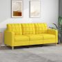 vidaXL Trivietė sofa, šviesiai geltonos spalvos, 180cm, audinys