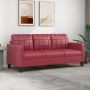 vidaXL Trivietė sofa, raudonojo vyno spalvos, 180cm, dirbtinė oda