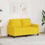 vidaXL Dvivietė sofa, šviesiai geltonos spalvos, 120cm, audinys