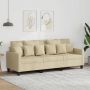 vidaXL Trivietė sofa, kreminės spalvos, 180cm, audinys