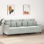 vidaXL Trivietė sofa, šviesiai pilkos spalvos, 180cm, aksomas