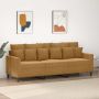 vidaXL Trivietė sofa, rudos spalvos, 180cm, aksomas