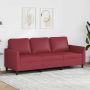 vidaXL Trivietė sofa, raudonojo vyno spalvos, 180cm, dirbtinė oda