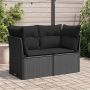 vidaXL Sodo sofa su pagalvėlėmis, dvivietė, juoda, polirotangas