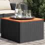 vidaXL Sodo stalas, juodas, 55x55x37 cm, polirotangas ir akacijos mediena