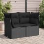 vidaXL Sodo sofa su pagalvėlėmis, dvivietė, juoda, polirotangas
