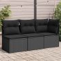 vidaXL Sodo sofa su pagalvėlėmis, 3 sėdimos vietos, juodas, polirotangas
