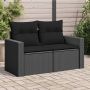 vidaXL Sodo sofa su pagalvėlėmis, dvivietė, juoda, polirotangas