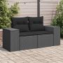 vidaXL Sodo sofa su pagalvėlėmis, dvivietė, juoda, polirotangas