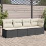 vidaXL Keturvietė sodo sofa su pagalvėlėmis, juoda, poliratanas