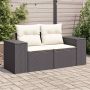 vidaXL Dvivietė sodo sofa su pagalvėlėmis, juodos spalvos, poliratanas