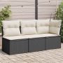 vidaXL Trivietė sodo sofa su pagalvėlėmis, juodos spalvos, poliratanas