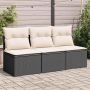 vidaXL Trivietė sodo sofa su pagalvėlėmis, juodos spalvos, poliratanas