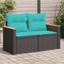 vidaXL Sodo sofa su pagalvėlėmis, dvivietė, juoda, polirotangas