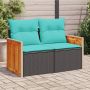 vidaXL Sodo sofa su pagalvėlėmis, dvivietė, juoda, polirotangas