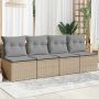 vidaXL Keturvietė sodo sofa su pagalvėlėmis, smėlio, poliratanas