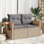 vidaXL Dvivietė sodo sofa su pagalvėlėmis, smėlio spalvos, poliratanas