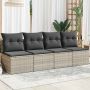 vidaXL Keturvietė sodo sofa su pagalvėlėmis, pilka, poliratanas