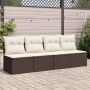 vidaXL Keturvietė sodo sofa su pagalvėlėmis, ruda, poliratanas