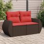 vidaXL Sodo sofa su pagalvėlėmis, dvivietė, ruda, polirotangas