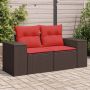 vidaXL Sodo sofa su pagalvėlėmis, dvivietė, ruda, polirotangas