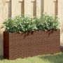 vidaXL Sodo lovelis su 2 vazonais, rudas, 90x20x40cm, poliratanas